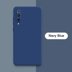 Original Square Liquid Silicone Case - Camera Protective Cute Phone Cover for Xiaomi 9 Transparent (Navy Blue)