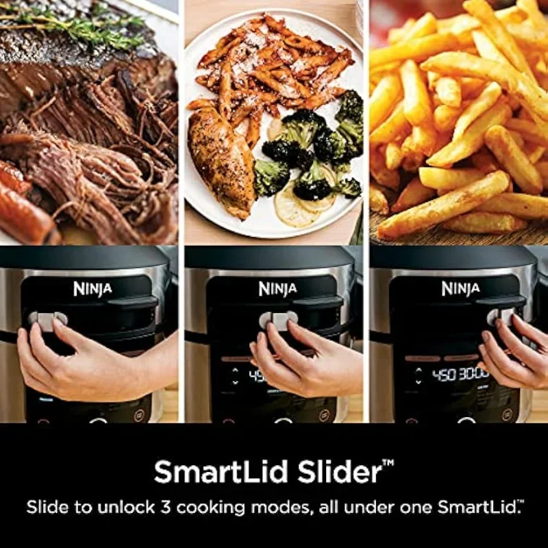 Ninja OL501 Foodi 6.5 Qt. 14-in-1 Pressure Cooker Steam Fryer with  SmartLid, that Air Fries, Proofs & More, with 2-Layer Capaci