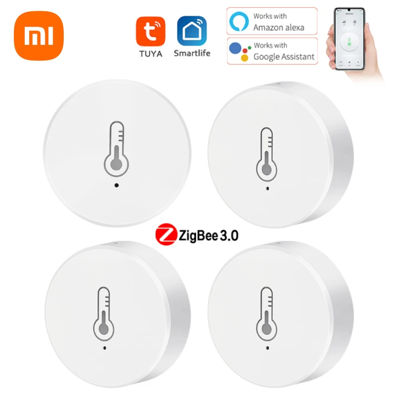 Temperature Humidity Meter Temperature Humidity Sensor Xiaomi Tuya ZigBee 3.0 Smart Temperature And Humidity Sensor Tuya Smart Life App Remote Control Work With Alexa Google Home