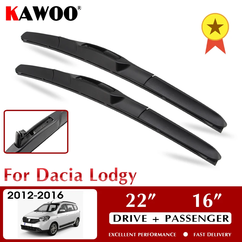 

KAWOO Wiper Front Car Wiper Blades For Dacia Lodgy 2012-2016 Windshield Windscreen Front Window Accessories 22"+16" LHD RHD