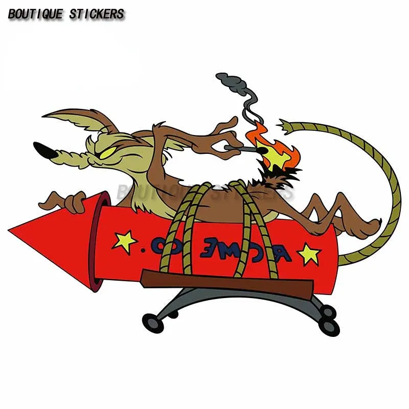Wile E. Coyote & ACME Rocket Fuse Vinyl Decal - Laminated, For Car, Truck, Motorcycle Windows