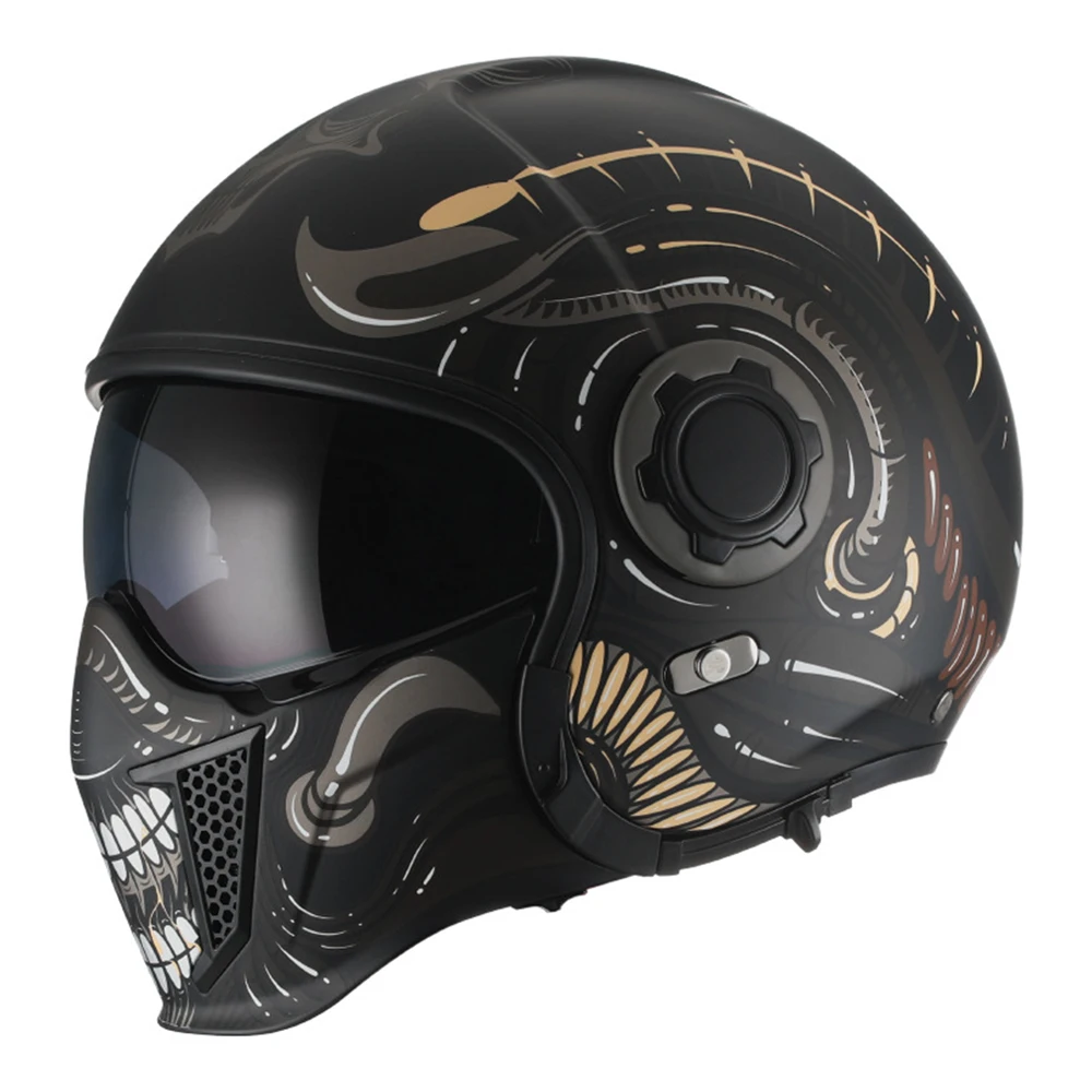 

Black Steampunk Breathable Men's Motorcycle Helmet Wear-Resistant Motocross Kask Anti-Fall Head Protection Full Face Race Helmet