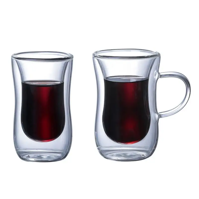 

Coffee Mugs With Handle Double-Walled Latte Glass Tea Cup Innovative Clear Glass Cup creative Drinkware Coffee ware Lover Gift
