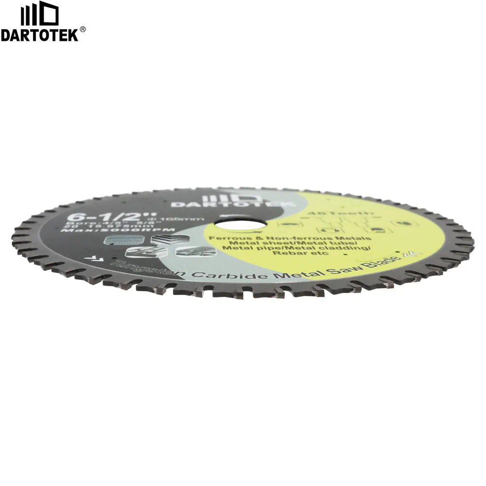 DARTOTEK Dia165mm Kreissägeblatt 1 Stück 48T Hartlegierung Trennscheibe zum Schneiden von Metallplatten Stahlstangen Metallschneiderplatte – Detail 8