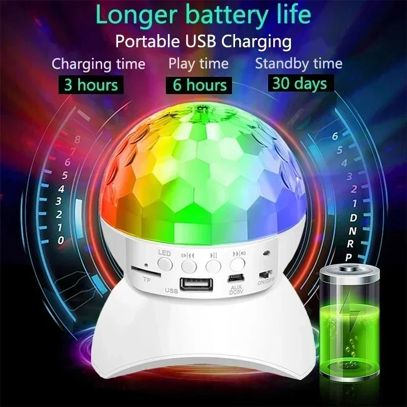 Bluetooth Sound Stage Light Christmas Projection Light Colorful Crystal Magic Ball Music Flash KTV Dazzling Atmosphere Light starry projector light