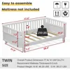 Twin Size Kids Bed with Rails, Wooden Low Beds Frame with Slats Support, Modern Twin Daybed with Detachable Side Rails 3