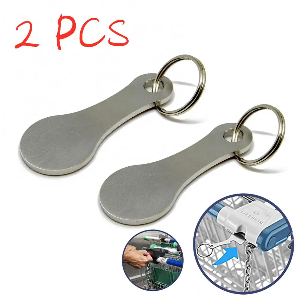 

2PCS Shopping Cart Token KeyRing Accessories Aluminum Alloy Shopping Cart Token Keychain Coin Holder