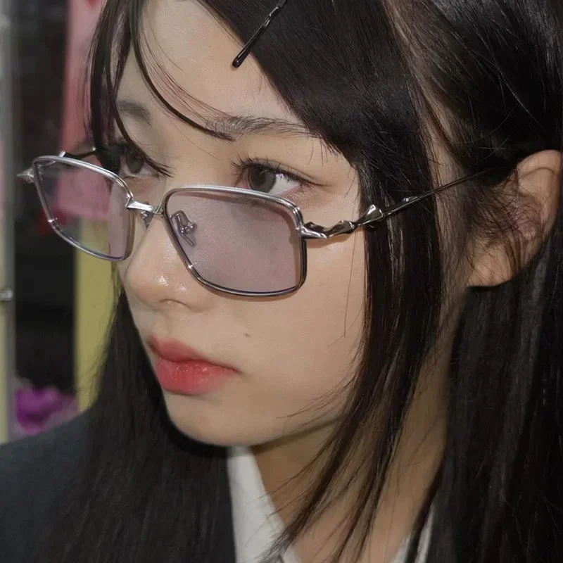 Vintage Rectangle Glasses Frame Women Metal Small Squre Shape Eyewear Clear Optical Eyeglasses Transparent Lens Spectacle