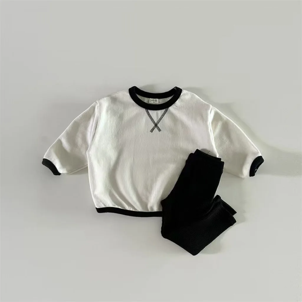 5325 Korean Baby Sweater Sping Autumn New Round Neck Wrapped Sweatershirt Long-sleeved Casual Boy's Pullover Tops