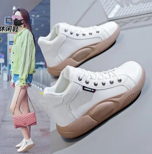 

Women Sneakers 2022 Autumn Thick-soled Solid Color Non-slip Casual Shoes Fashion Comfortable All-match Outdoor Walking Footwear