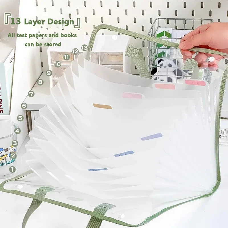 13-Layer A4 Expanding File Folder Organizer Multi-layer Filing Transparent for Documents Aesthetic Paper Work School Home