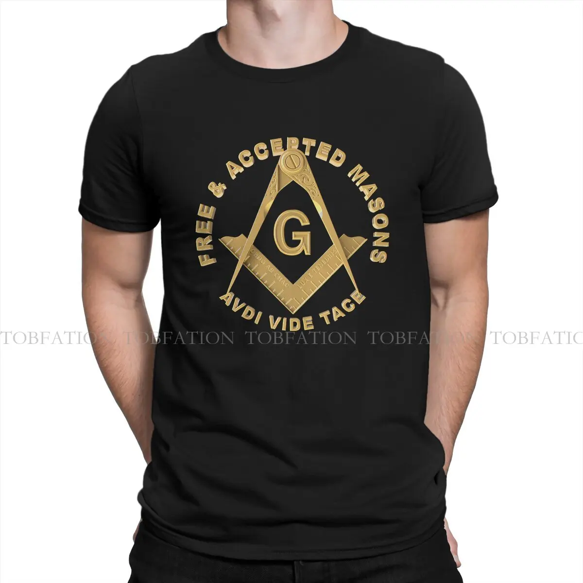 Freemason Square Compass Free Accepted Masons Gold Massonic T Shirt Moda Uomo Tees Estate 100% Cotone Abbigliamento O-Collo Tshirt