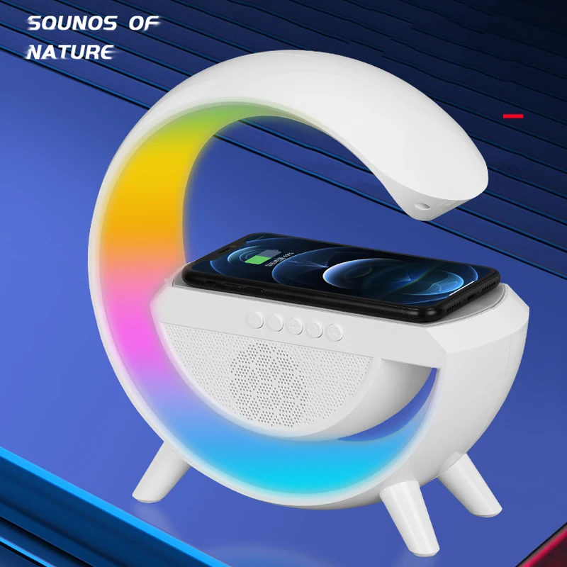 스마트 LED RGB 야간 조명 분위기 램프, 침대 옆 스피커, 무선 충전기, 어린이 수면 침실 장식, 책상 램프