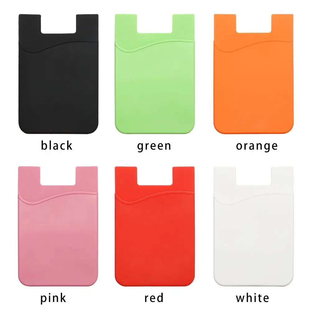 New Design Self-Adhesive Credit Card Holder Women Men Fashion Cell Phone Back Pocket Slim ID Card Case Sticker Wallet 5