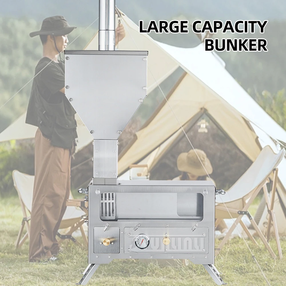 Particles Heating Stove Portable Outdoor Stainless Steel Wood Heater Stove Multifunctional Firewood Stove 6