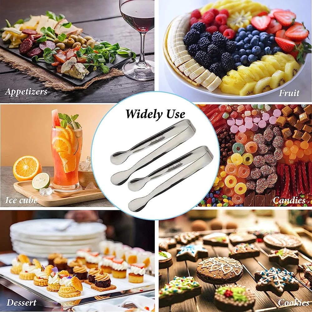 Food Tongs Kitchen Utensils Set Stainless Steel Ice-Cube Picker Food BBQ Clip Barbecue Clip Ice Clamp Tool Ice Cube Tong Bread Bar