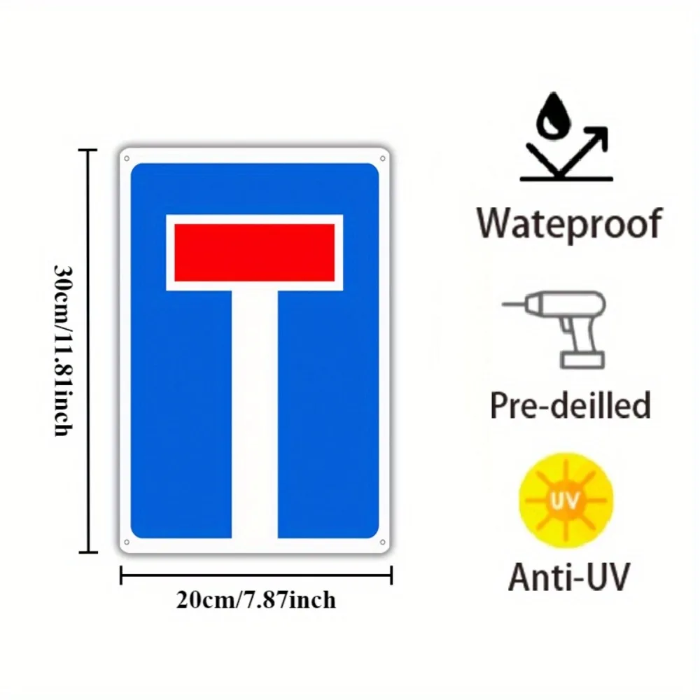 1개 빈티지 출입금지 2D 평면 금속 거리 표지판 | 12x8인치 파란색 & 빨간색 화살표 간편 설치 실내/외 장식