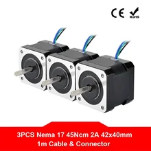

3PCS Nema 17 Stepper Motor 40mm 45Ncm(64oz.in) 2A 4-lead Nema17 Step Motor 1m Cable for DIY 3D Printer CNC Robot