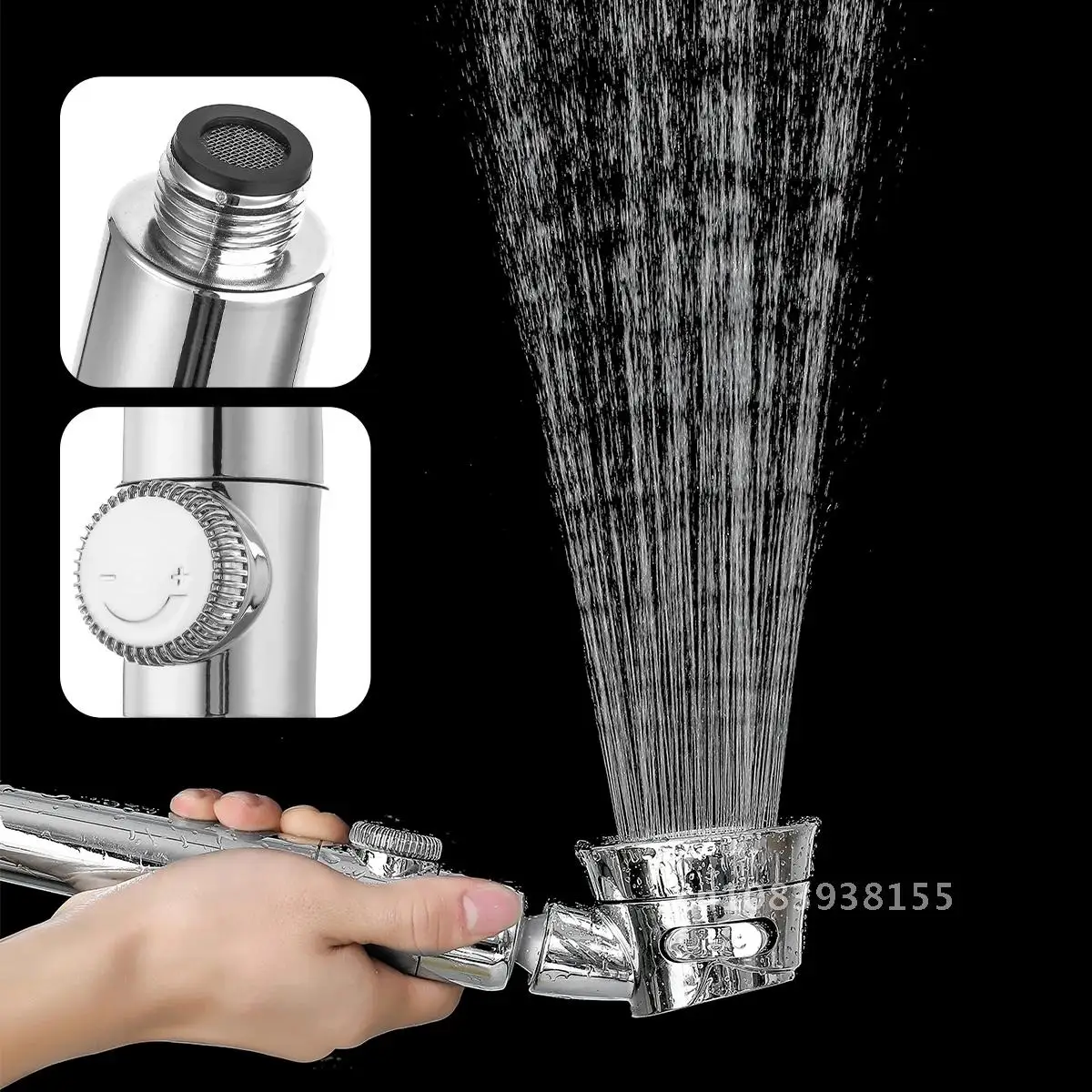 

High Pressure Pressurized Shower Head Water Saving Perforated Free Bracket Hose Adjustable Bathroom Accessories Set