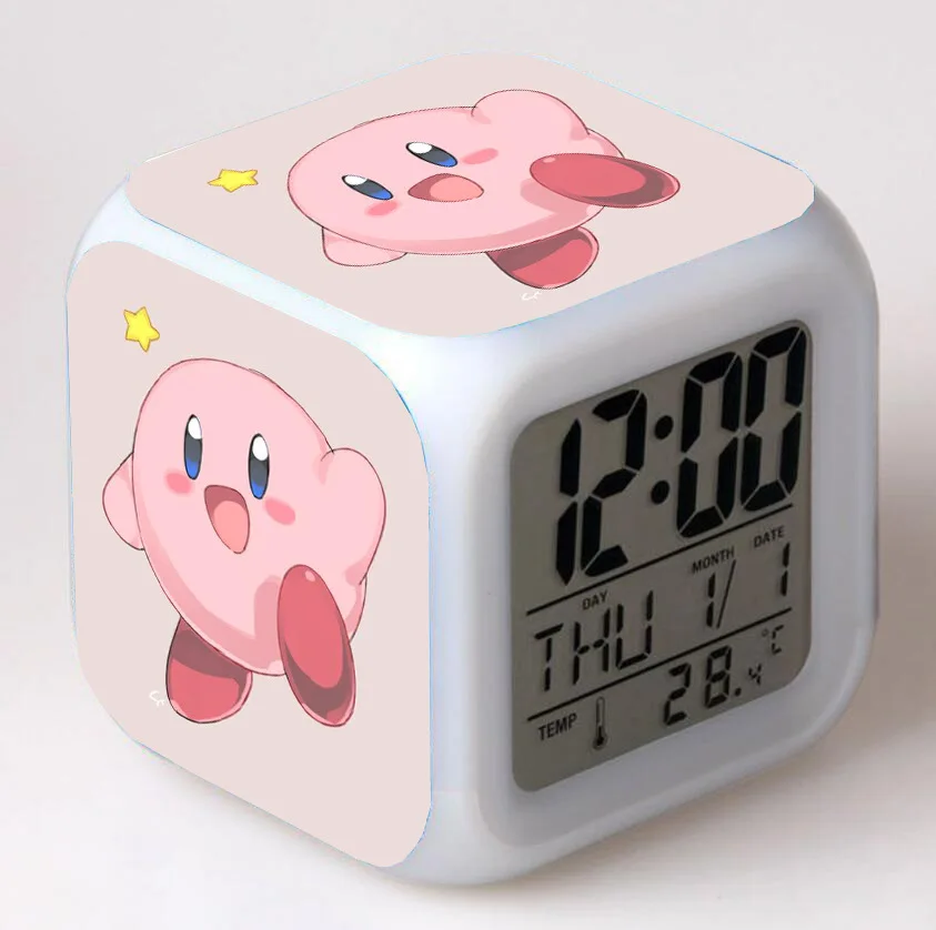 night light lamp Kirby Game LED Anime Light Colorful Digital Alarm Clock Student Children's Bedroom Desktop Lighting Decoration Birthday Gifts night light lamp Night Lights