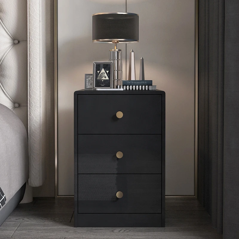

Black White Nightstands Modern Bedroom Closets Creative Luxury Nordic Bedside Table Three Drawers Mesa De Noche Home Furniture