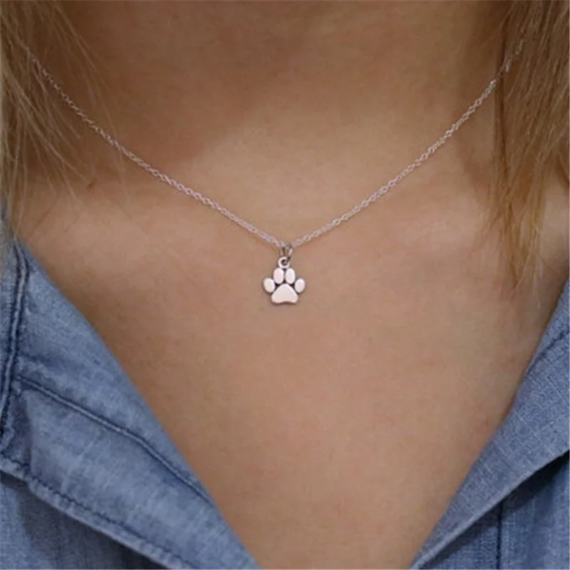 Delysia King Women Trendy Pet Memorial Gold Necklace Girls Cute Animal Paw Print Pendant