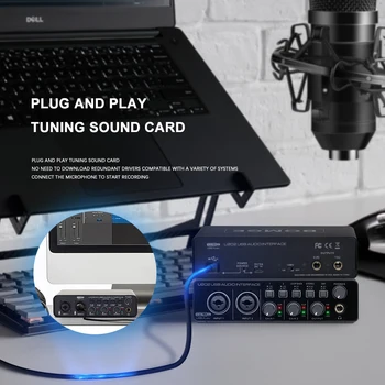 BOMGE U202 USB Audio Interface with Mic Preamplifier XLR/TSR/TS Ports 48V 32-Bit/192kHz Resolution for computer recording Stream 6
