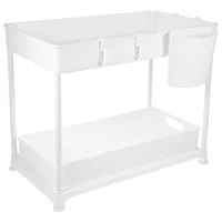 ชั้นวางของใต้ซิงค์แบบเลื่อนได้ 2 ชั้น ขยายได้ สำหรับจัดเก็บในครัว ชั้นวางขวดเครื่องปรุง อุปกรณ์ในบ้าน 2