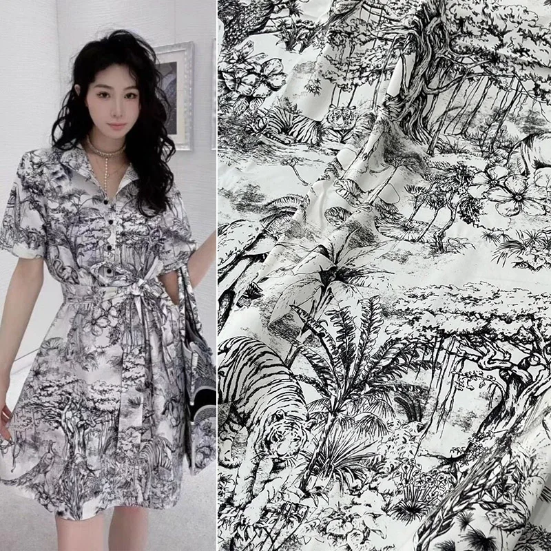 Tropical Palm Leave Peacock Tiger Elephant Dress