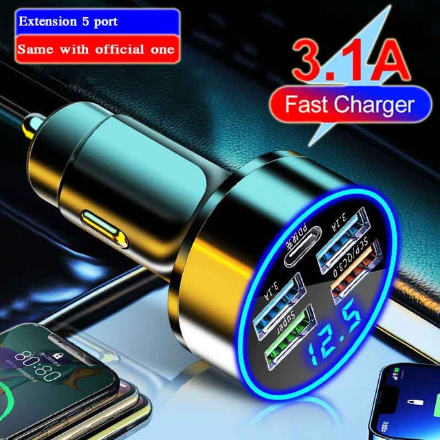 Adaptador de cargador de teléfono móvil para coche, dispositivo de carga  rápida de 250W, 5 puertos USB, 7A, para iPhone 11, Xiaomi, Huawei -  AliExpress