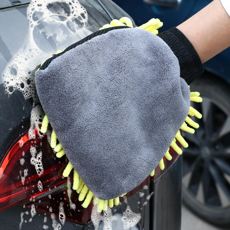 

Car Wash Glove Chenille Coral Soft Microfiber Gloves Car Cleaning Towel Cloth Rags Mitt Wax Auto Detailing Brush Cleaning Tools