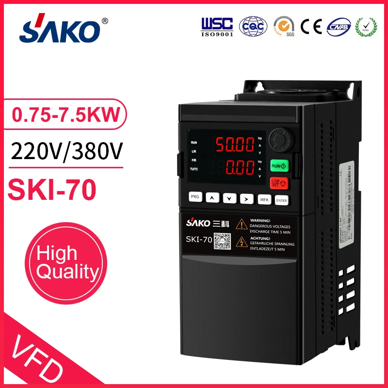 

SAKO VFD INVERTER IGBT SKI70 220V 0.75KW/1.5KW/2.2KW 1HP/2HP/3HP Variable Frequency Drive Converter Motor Speed Control