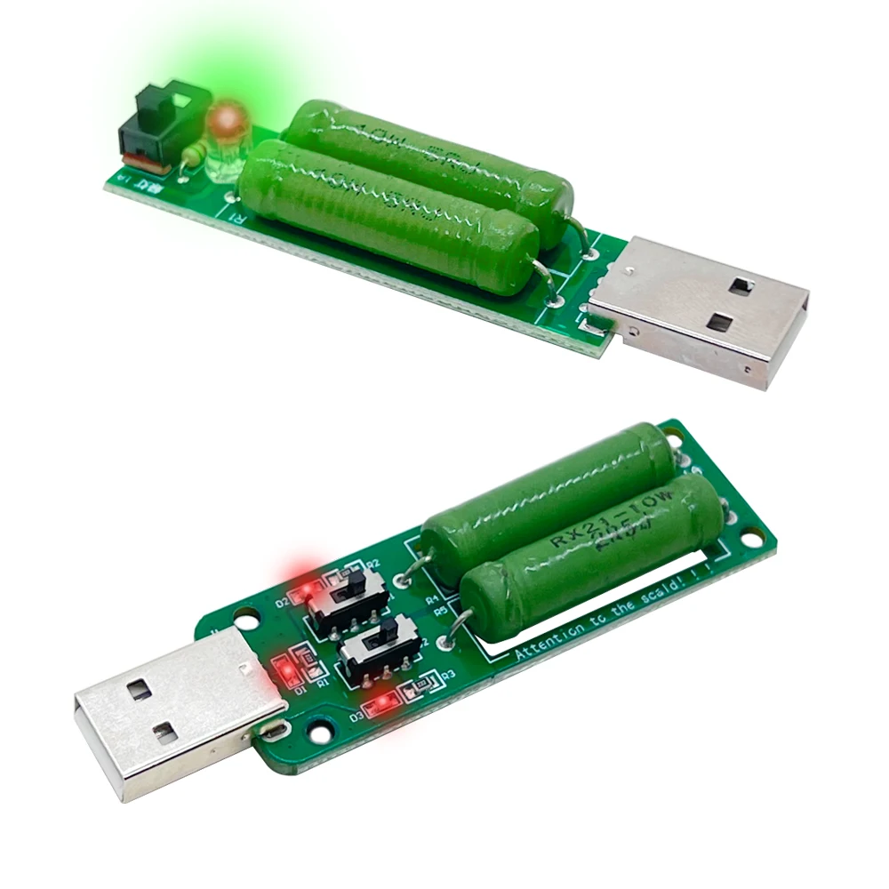 USB Resistor DC electronic load tester 2 switch adjustable current 5V 1A/2A/3A battery capacity voltage discharge resistance tester