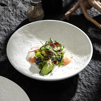 Piatti e ciotole da 8 pollici/9 pollici, piatti da zuppa di fascia alta, piatti per insalata, stoviglie profonde bianche giapponesi adatte al microonde 1