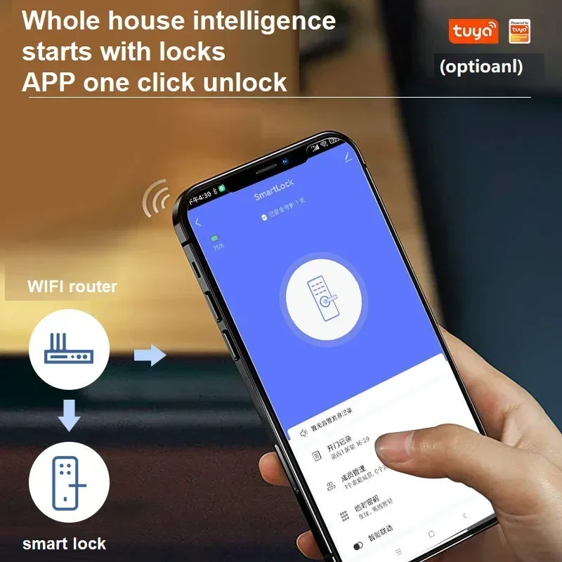 지능형 디지털 잠금 전자 TTlcok 지문 잠금 암호 IC 카드, NFC 앱 키, 원격 잠금 해제, 원격 작업 잠금