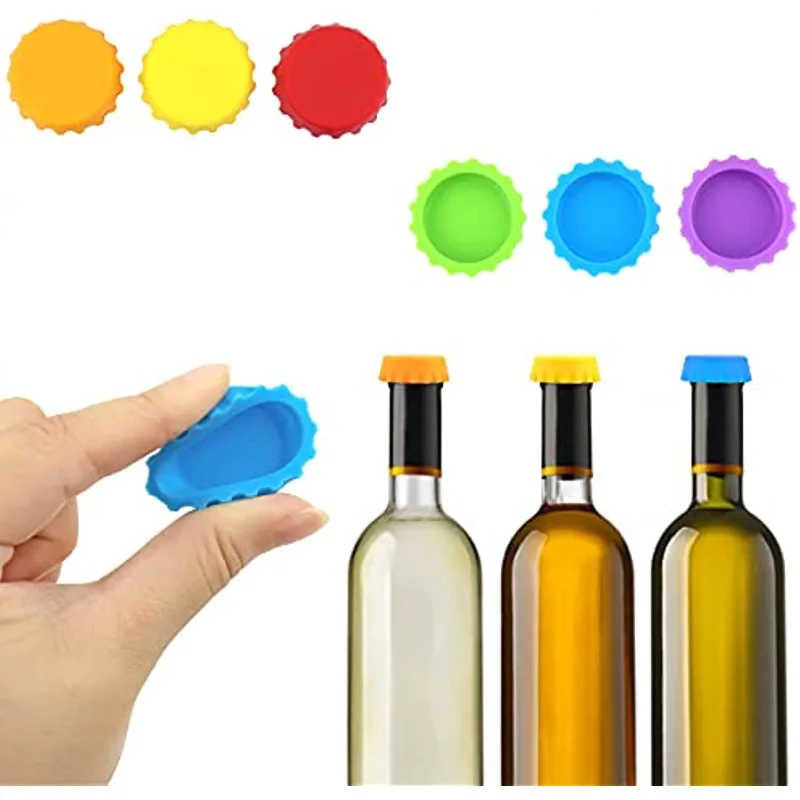 24 PCS Silicone Bottle Caps 6 Colors reusable beer cap food grade soda  bottles cover rubber