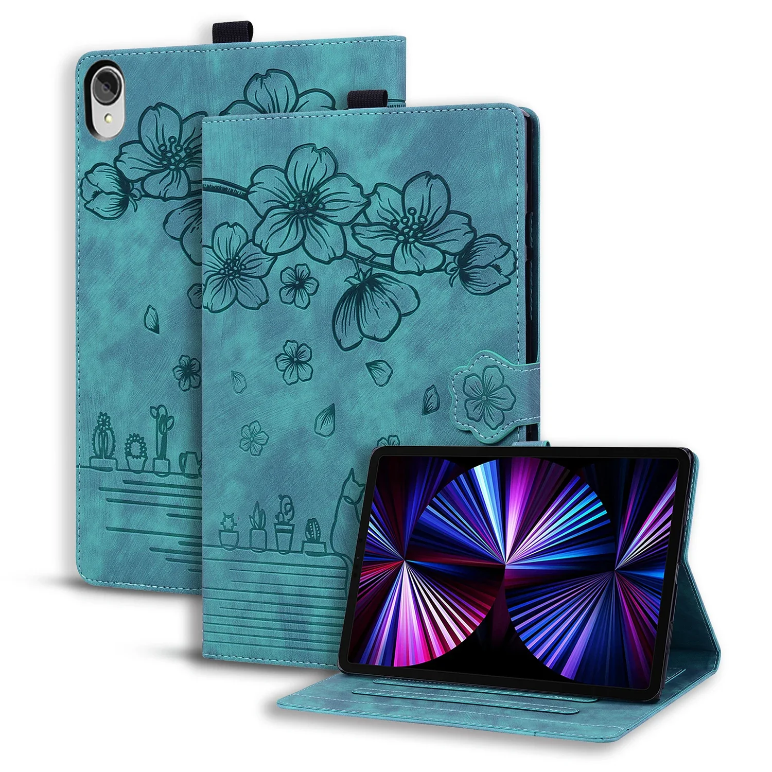Embossed Soft TPU Flip Stand Tablet Case