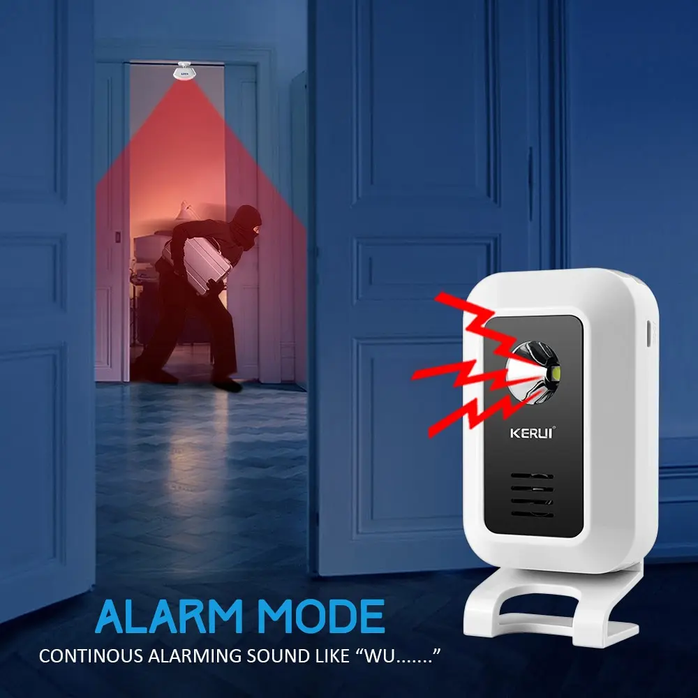 Wireless Motion Sensor Doorbell Chime with LED Night Light - 32 Melodies for Home or Shop Security