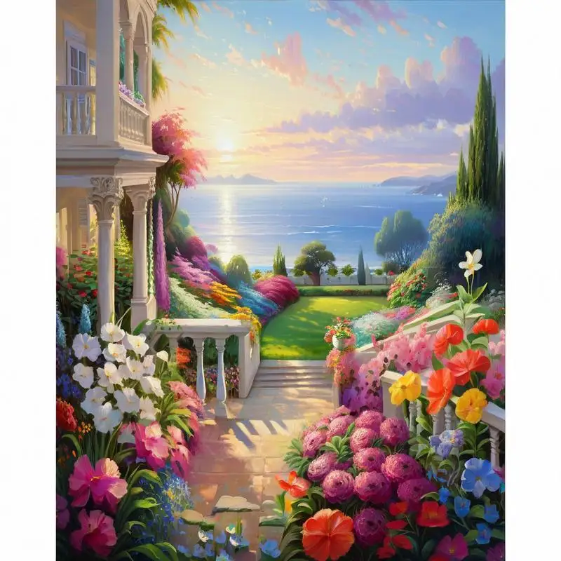 GATYZTORY 60x75cm Painting By Numbers Paint Kit Home Garden Landscape ...