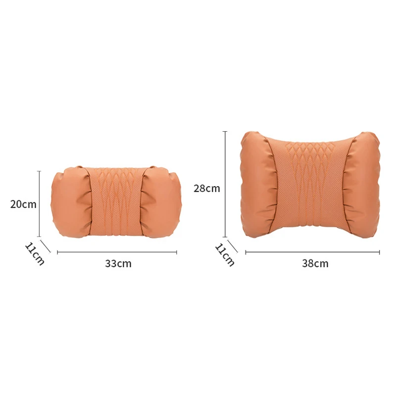 Car Headrest Lumbar Support Cushion Soft Comfortable Nappa Leather Car Neck Pillow Waist Pillow Car Interior Accessories