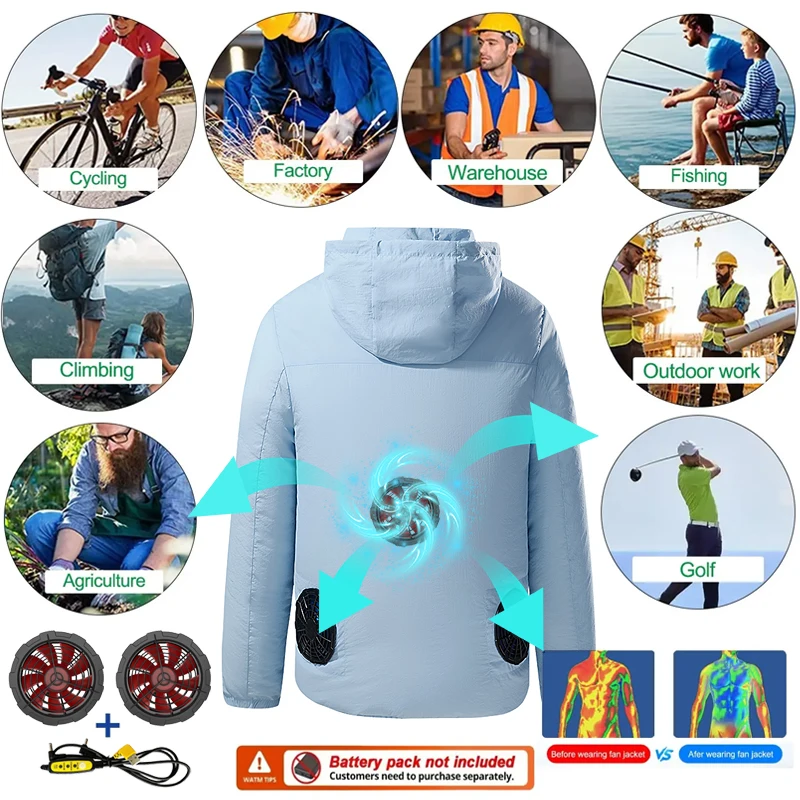 Men's Lightweight Wearable Cooling Jacket for Summer - Outdoor Air Conditioning Clothing