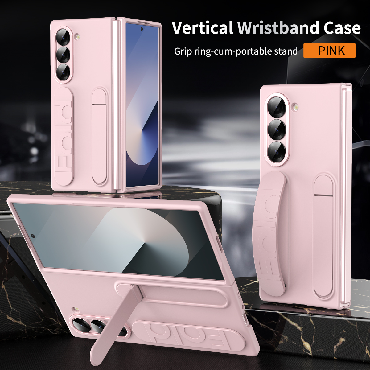 Protective Cover with Vertical Wrist Strap for Samsung - Fold6 without Protective Film