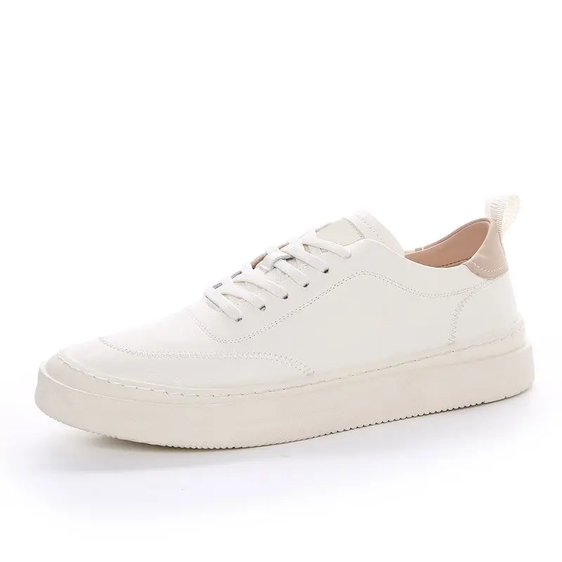 

ALLBITEFO Soft Genuine Leather Fashion Women Sneakers Lace-Up Spring Non-Slip Thick-soled Students Women's Vulcanize Shoes