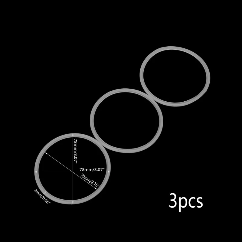 New 3Pcs 7.8cm Rubber O Shaped Replacement Gaskets Seal Ring Part For Blender Juicer