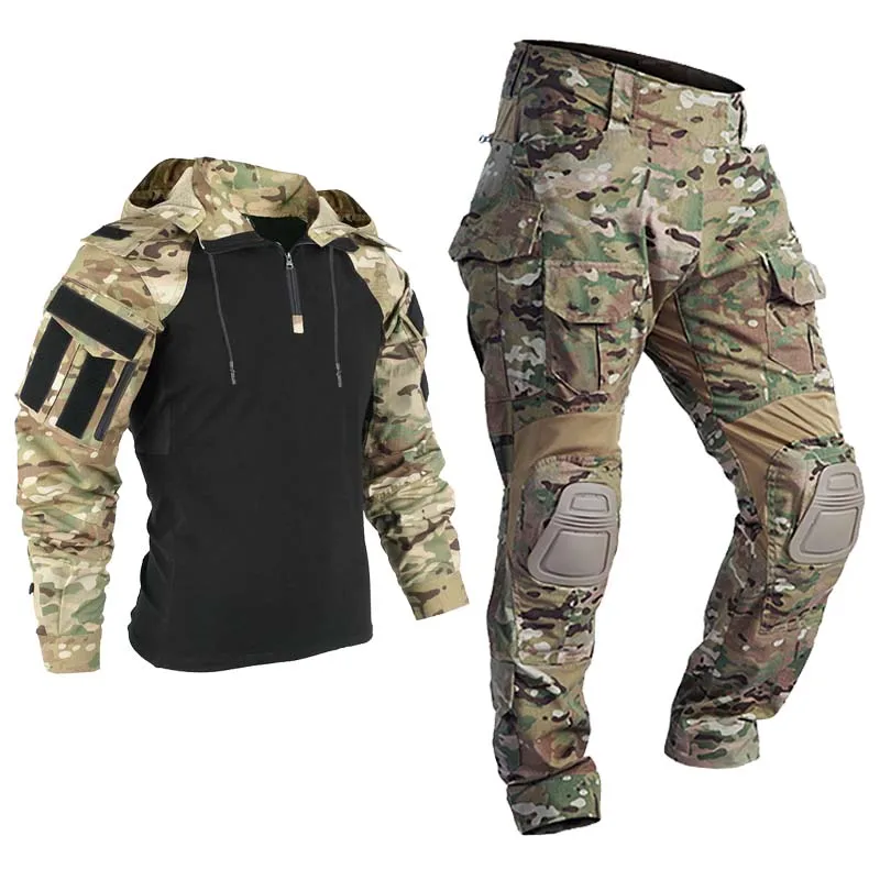 Tactical Pants Suits Combat Shirts Pants Airsoft Paintball Work Men Clothing US Camo Scouting Police Uniform Shoot Sport Suit