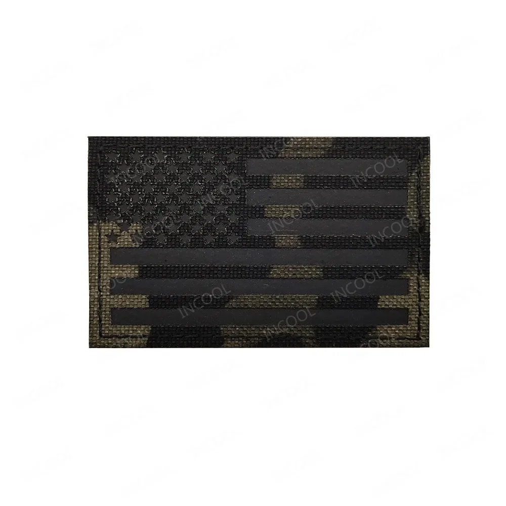 Toppa riflettente a raggi infrarossi USA Stars Patch, IR militare tattico morale distintivo adesivo regalo emblema appliques con gancio e anello di fissaggio attaccare patch da cucire multicam