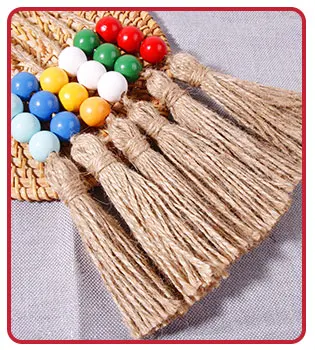Description Picture 4 of item5pcs Jute Rope Tassels with 3 Wood Beads Hemp Burlap Tassels for Curtain DIY Craft Christmas Tree Home Party Decorations