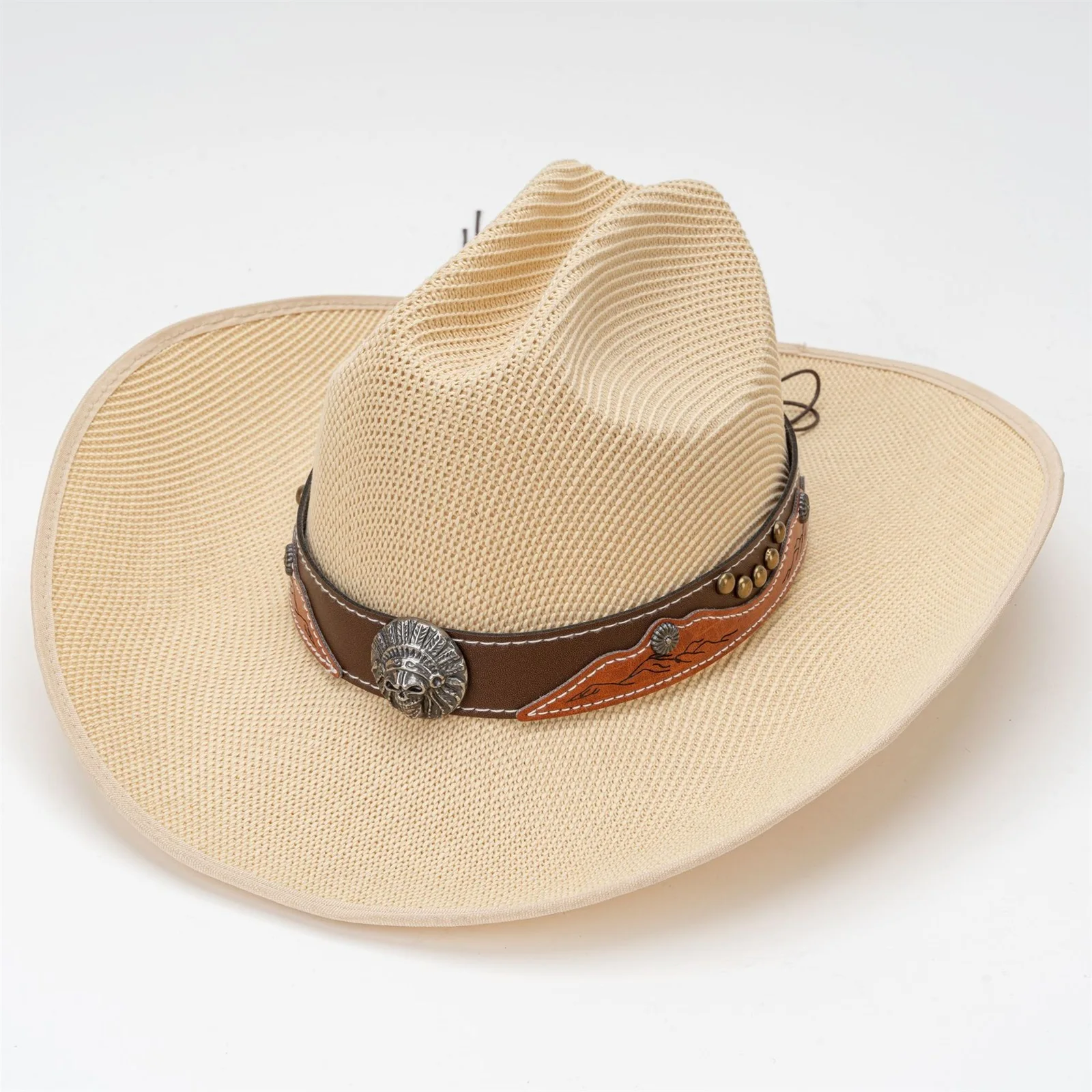 Women Men Cowgirl Hats Trendy Retro Belted Wide Brim Beach Cap Sun Protection Western Caps Panama Jazz Hats Vacation Party - 2