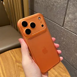 Sleek Translucent Matte PC Shockproof Phone Case - iPhone 17 Pro (Orange)