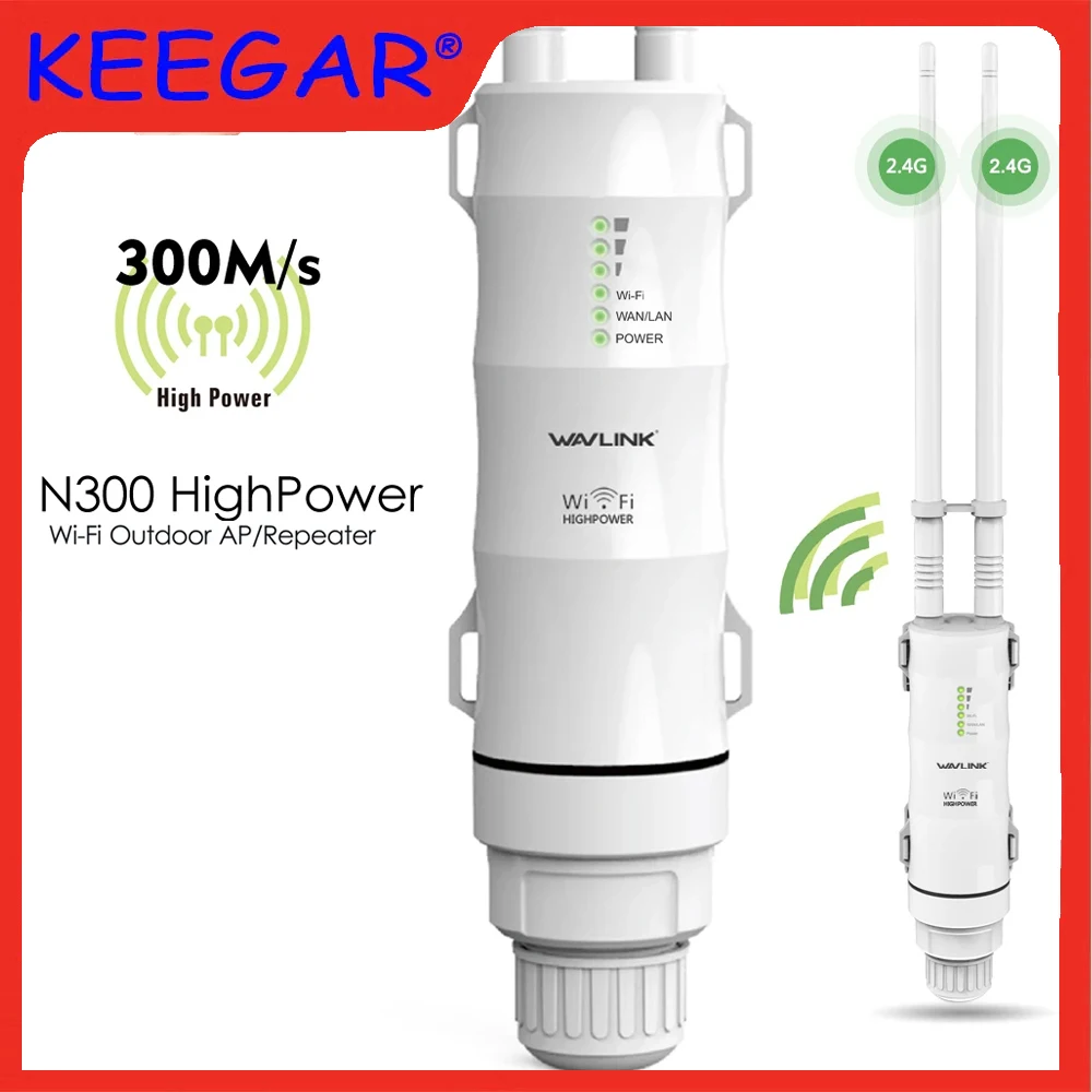 Router Wifi Wavlink N300 Ad Alta Potenza Outdoor Resistente Alle Intemperie 30Dbm Ap Ripetitore Wireless/Extender 2.4G 15Kv Antenne Esterne Staccabili